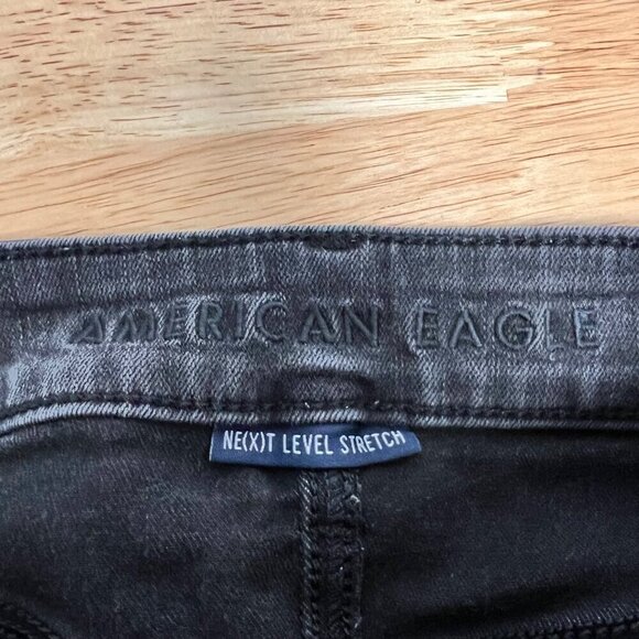 American Eagle Distress Skinny Jeans Charcoal Womens Size 0R Stretch - Picture 8 of 9
